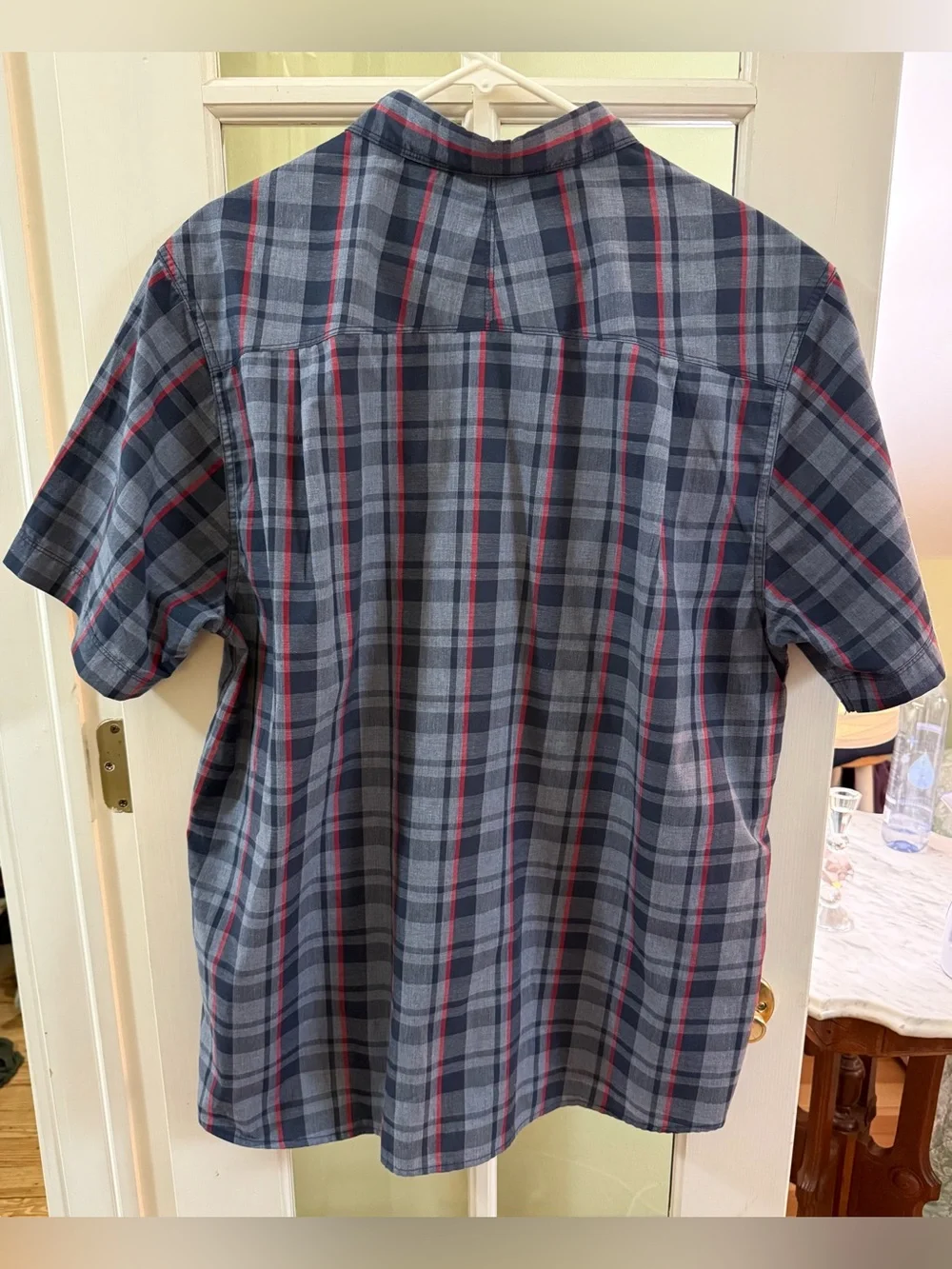 The North Face Short-Sleeve Snap button Shirt - Navy & Burgundy XL NWOT